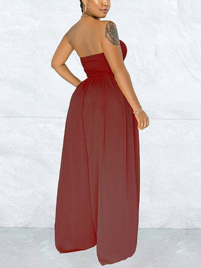 Casual Loose Strapless Chiffon Jumpsuit