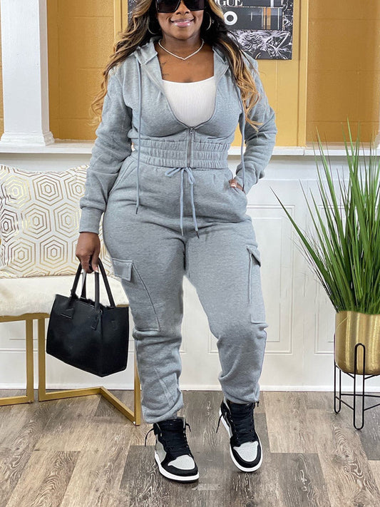 Crop Hoodie Jogger Set