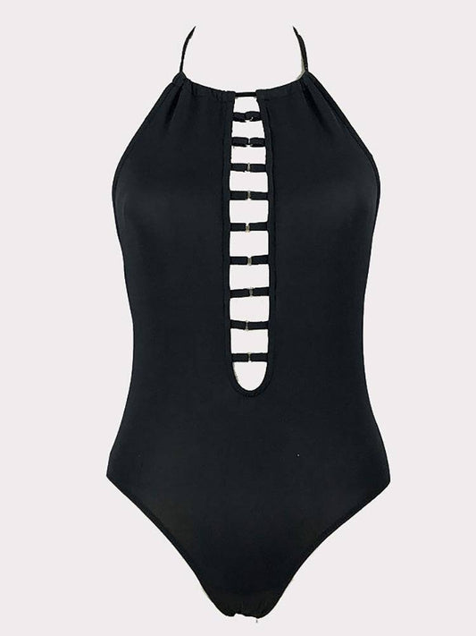 Cut Out Halter One Piece Swimsuit