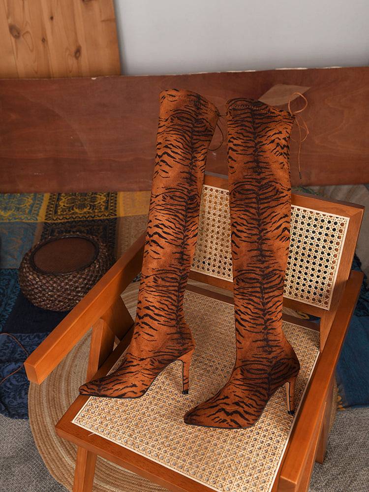 Animal Printed High Heel Boots