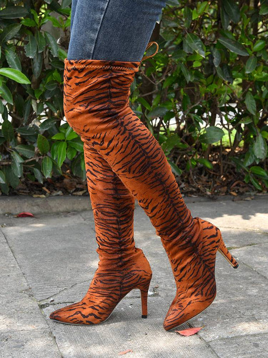 Animal Printed High Heel Boots