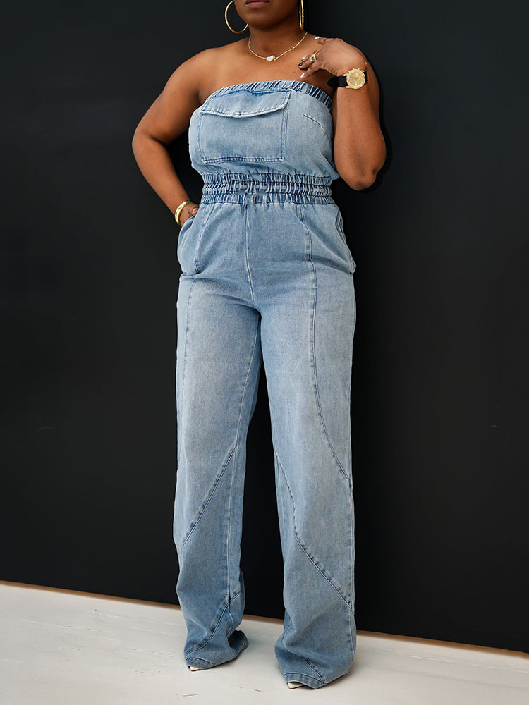 Tube Denim Jumpsuit