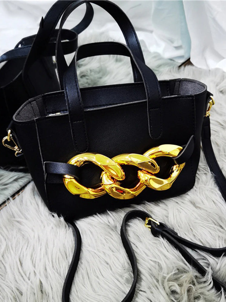 Women's Gold Chain Leather Bag