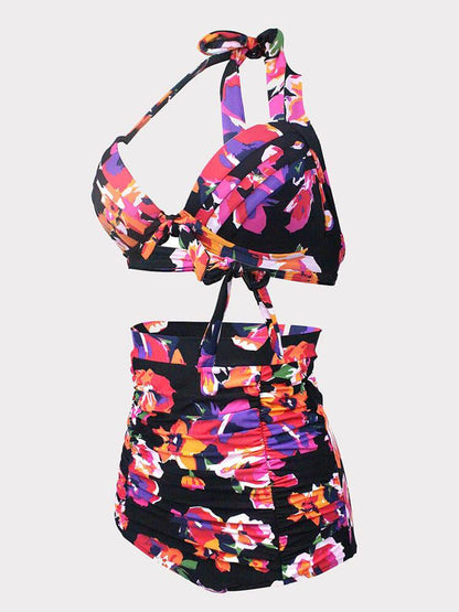 Floral Print Halter Swimsuit