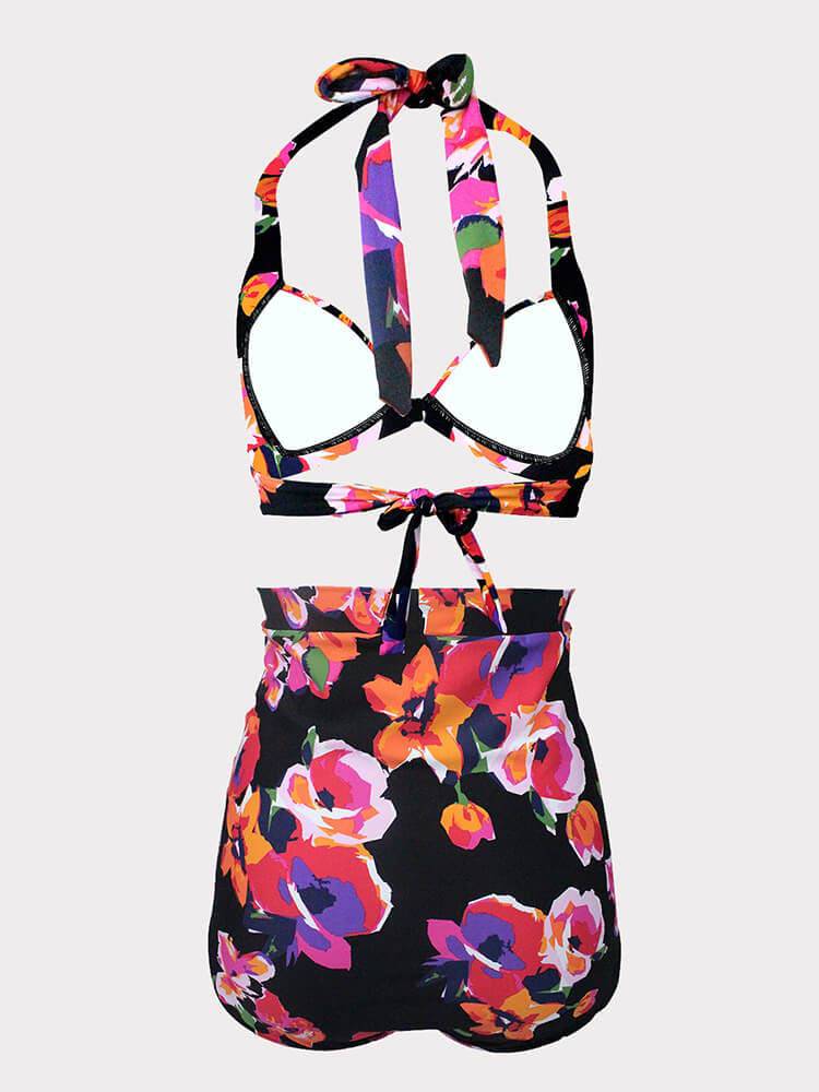 Floral Print Halter Swimsuit