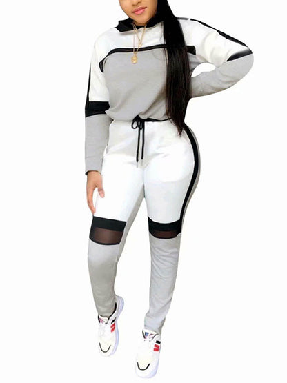 Color Block Hooded Sweatsuit Set