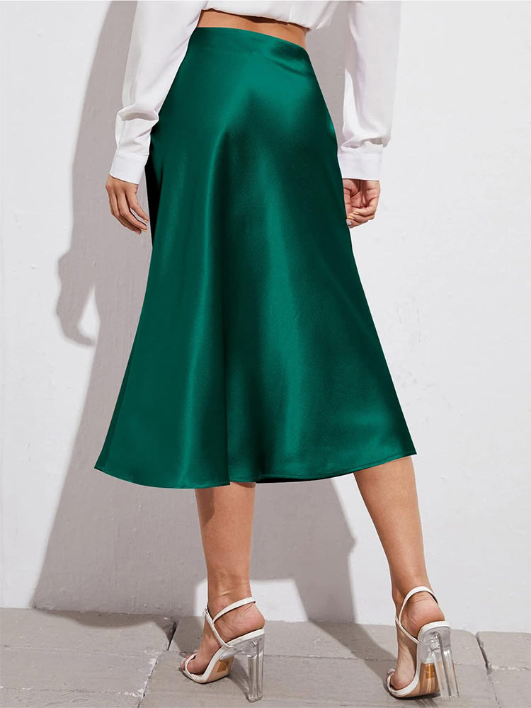 High Waist Satin Skirt