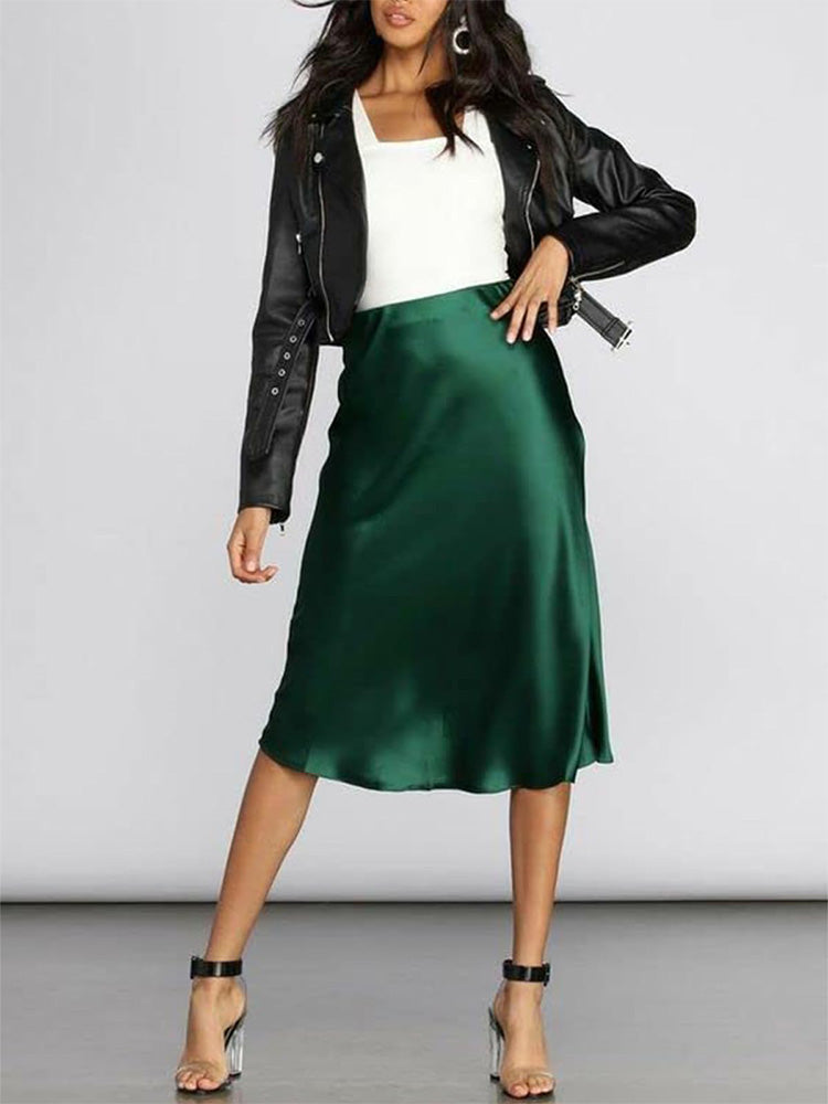 High Waist Satin Skirt