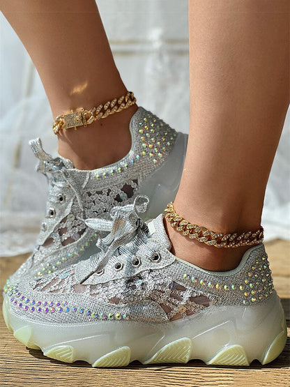 Rhinestone Mesh Sneakers