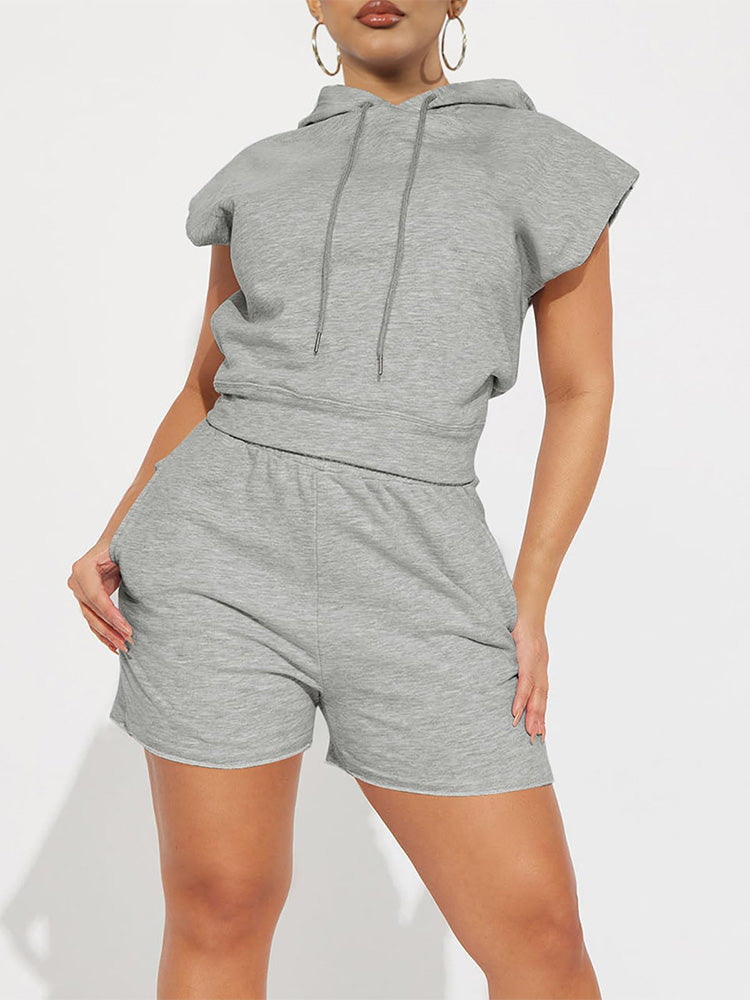 Hoodie Top & High Waist Shorts