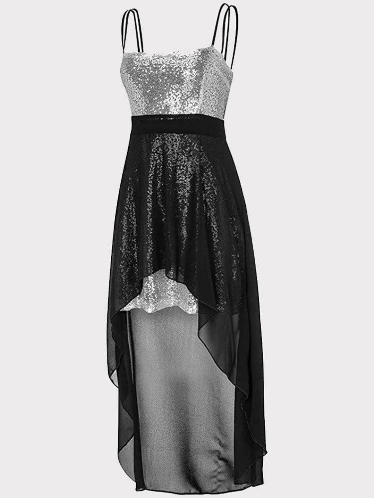 Women's High Low Sequin Maxi Cocktail Dress