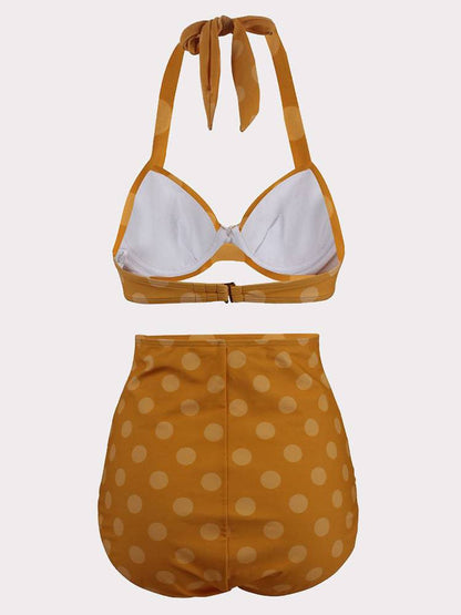 High Waist Halter Polka Dot Swimsuit