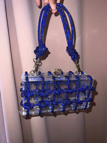 Women's Rhinestone Rope Clear Box Handbag