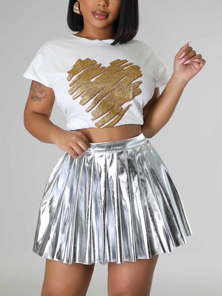 Metallic Pleated Skirts