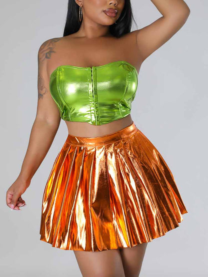 Metallic Pleated Skirts