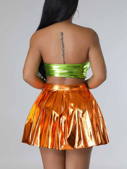 Metallic Pleated Skirts