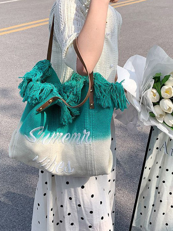 Women's Summer Vibe Tassel Tote Bag