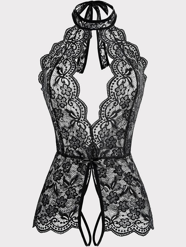 Lace One-Piece Teddy Crotchless Lingerie