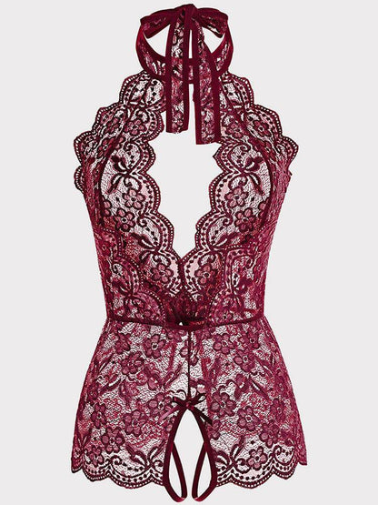 Lace One-Piece Teddy Crotchless Lingerie