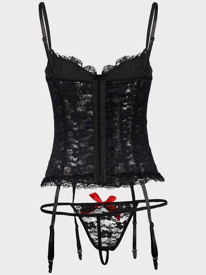 Lace Underwire Gartered Bustier Set