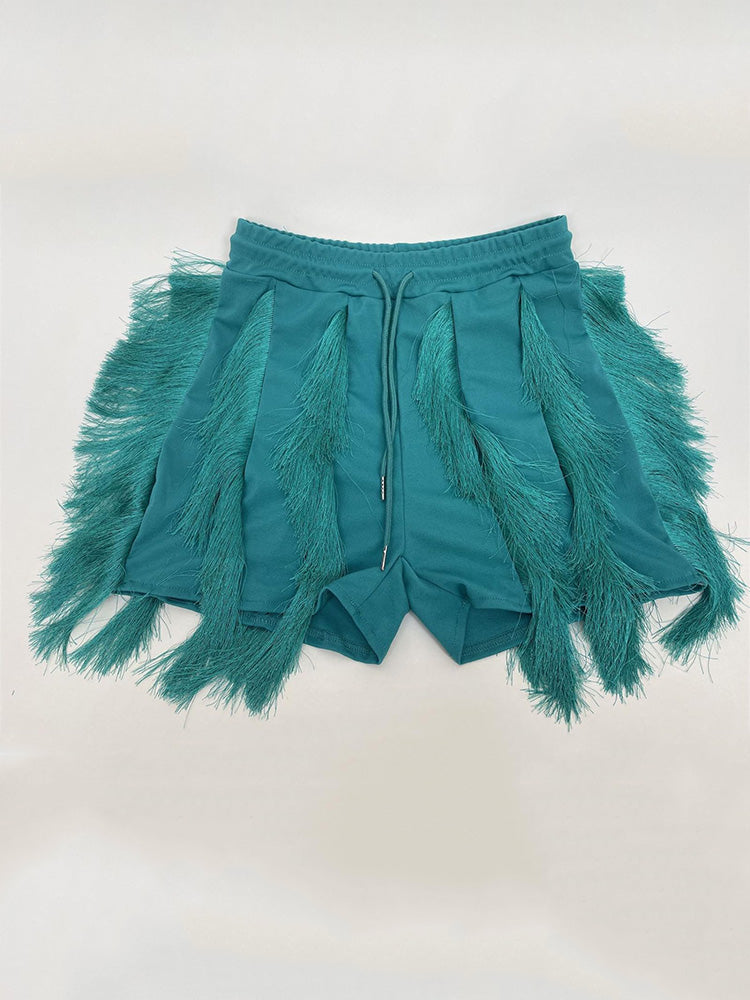 Drawstring Fringe Shorts