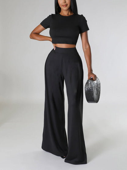 Crop Top Wide Leg Pants Set