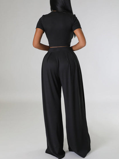 Crop Top Wide Leg Pants Set