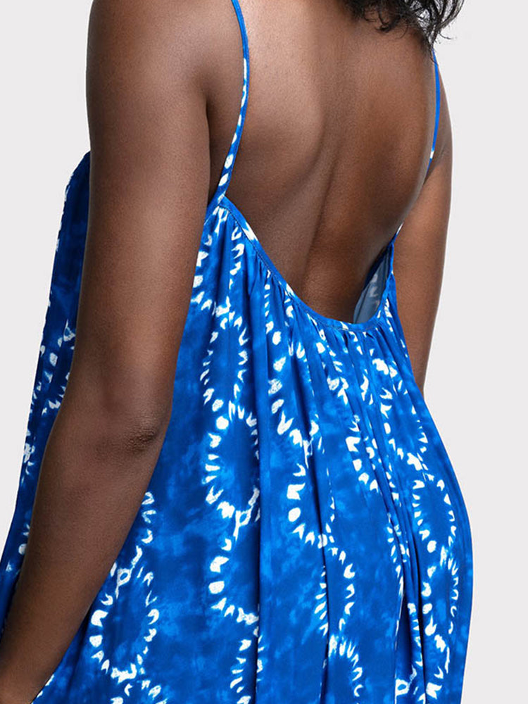 Women's Backless Print Sling Dress