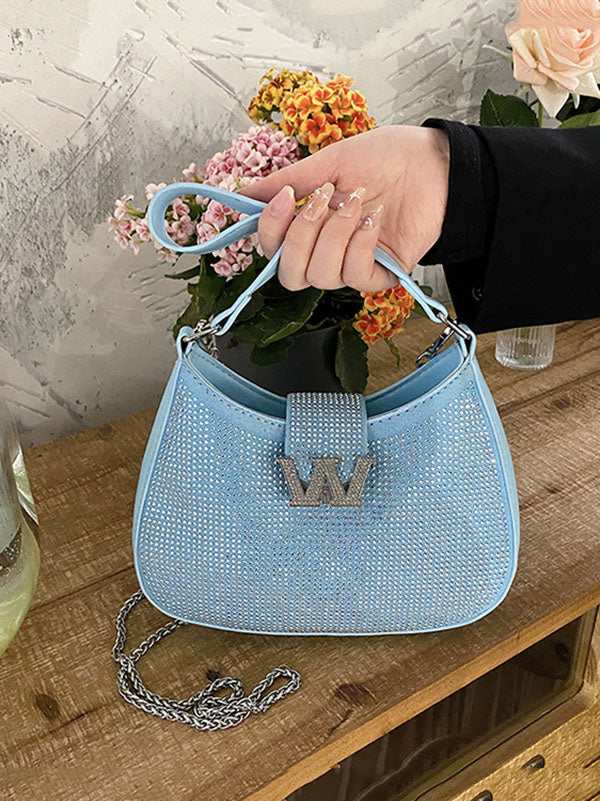 Women's Rhinestone Saddle Shoulder Bag