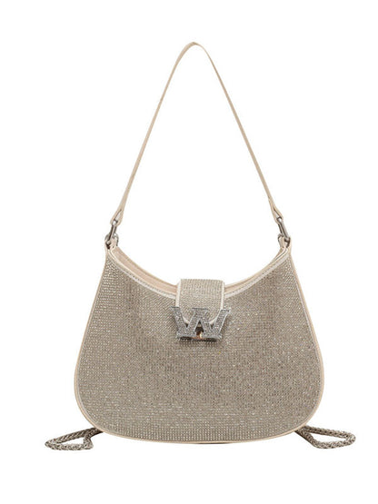 Women's Rhinestone Saddle Shoulder Bag