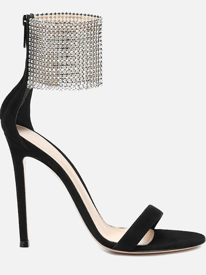 Rhinestone Stiletto-Heel Sandals