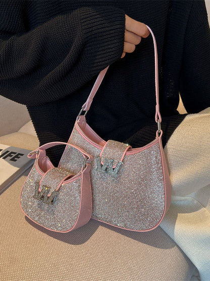 Women's Rhinestone Saddle Shoulder Bag