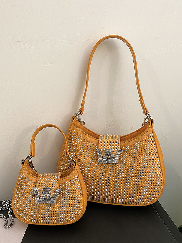 Women's Rhinestone Saddle Shoulder Bag