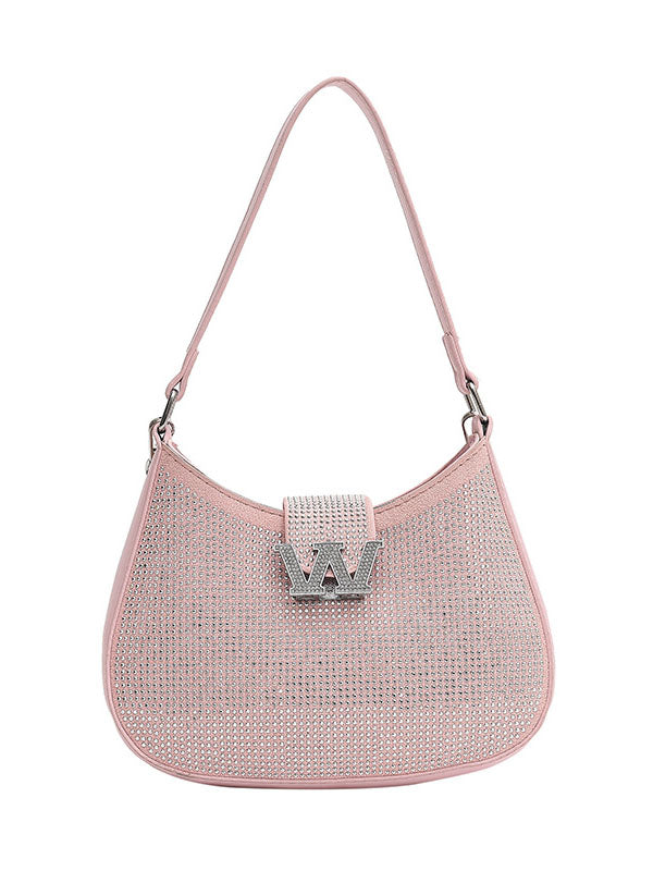 Women's Rhinestone Saddle Shoulder Bag