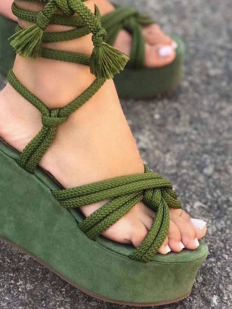 Lace Up Platform Sandals