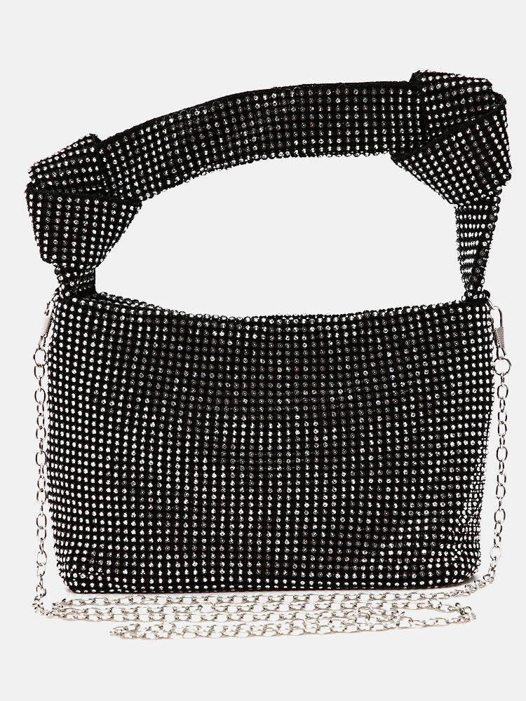 Women's Rhinestone Decor Knot Square Bag