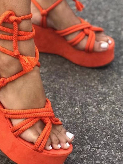 Lace Up Platform Sandals