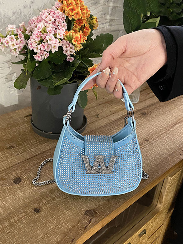 Women's Rhinestone Saddle Shoulder Bag