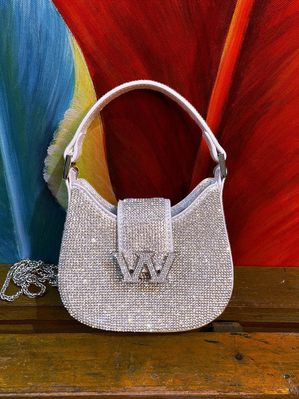 Women's Rhinestone Saddle Shoulder Bag