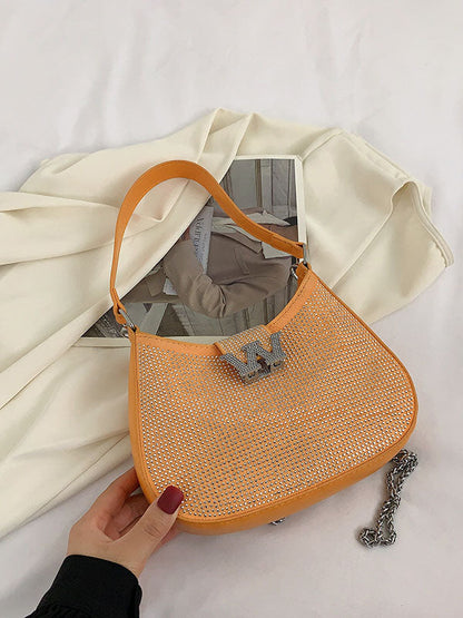 Women's Rhinestone Saddle Shoulder Bag