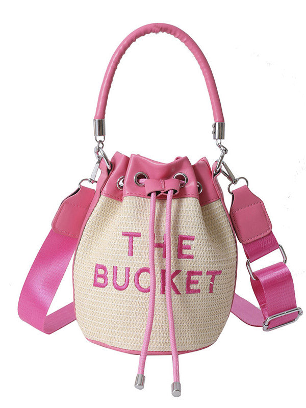 Women's Straw Bucket Bag