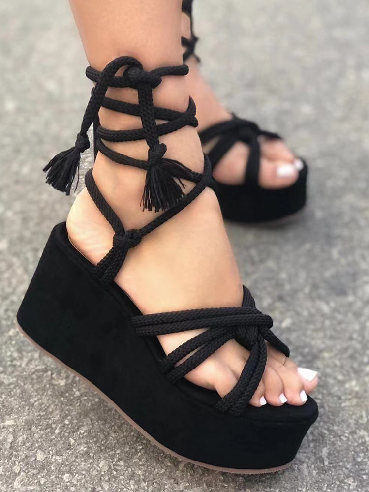 Lace Up Platform Sandals