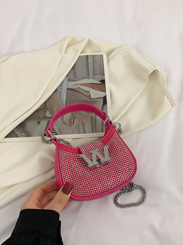 Women's Rhinestone Saddle Shoulder Bag