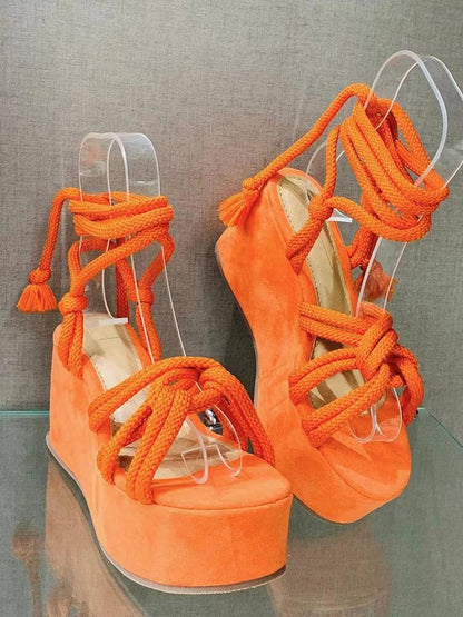 Lace Up Platform Sandals