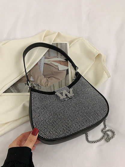 Women's Rhinestone Saddle Shoulder Bag