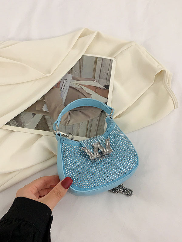 Women's Rhinestone Saddle Shoulder Bag