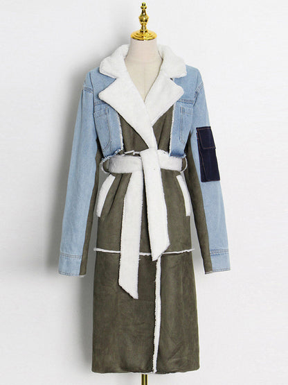 Woolen Denim Trench Coat