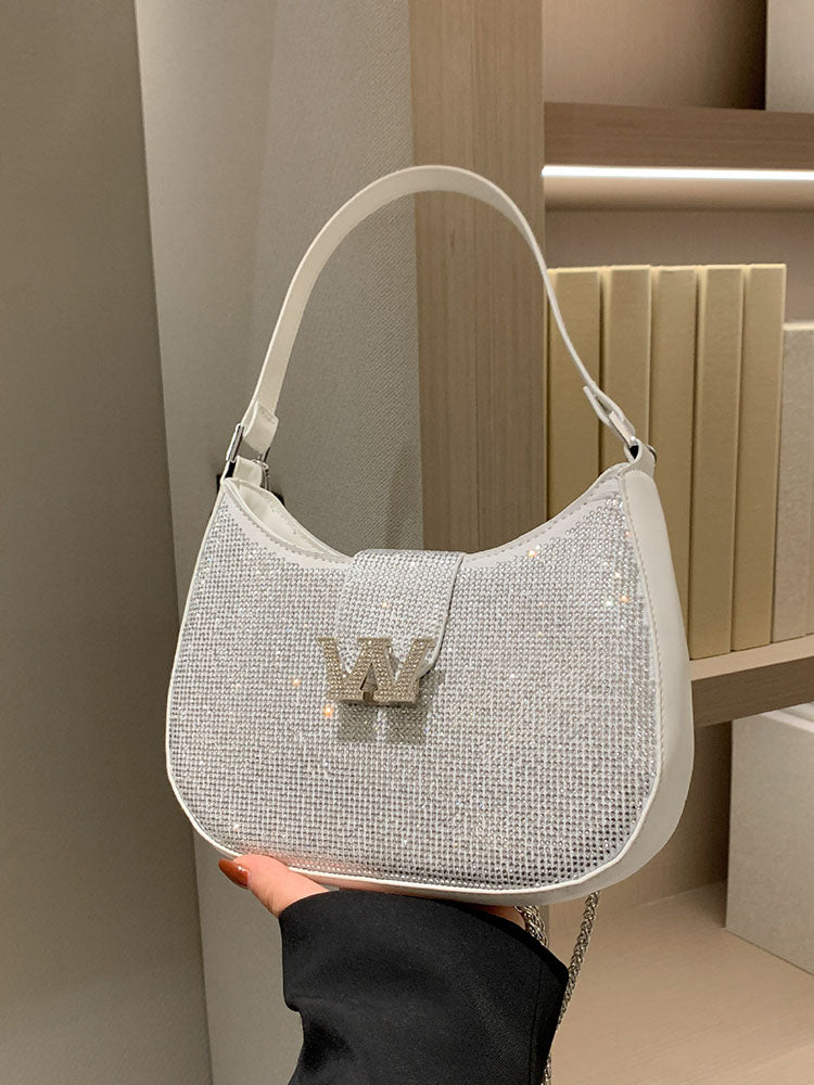 Women's Rhinestone Saddle Shoulder Bag