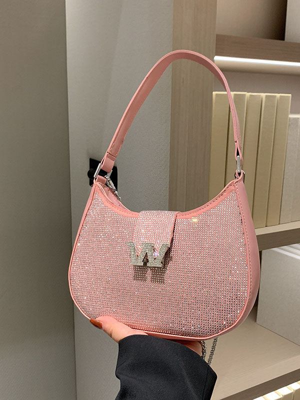 Women's Rhinestone Saddle Shoulder Bag