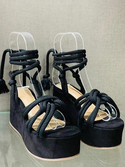 Lace Up Platform Sandals